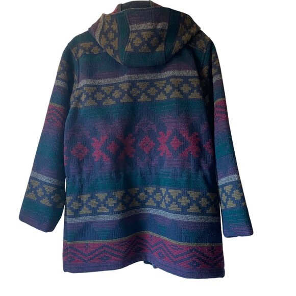 Vtg Eastern Mountain Hooded Sports Jacket Women M Wool Navajo Aztec Southwest - Picture 2 of 10